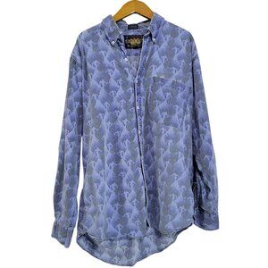Vintage Ralph Lauren Chaps Ski Shirt Mens Large Blue Cotton 90s Button Down